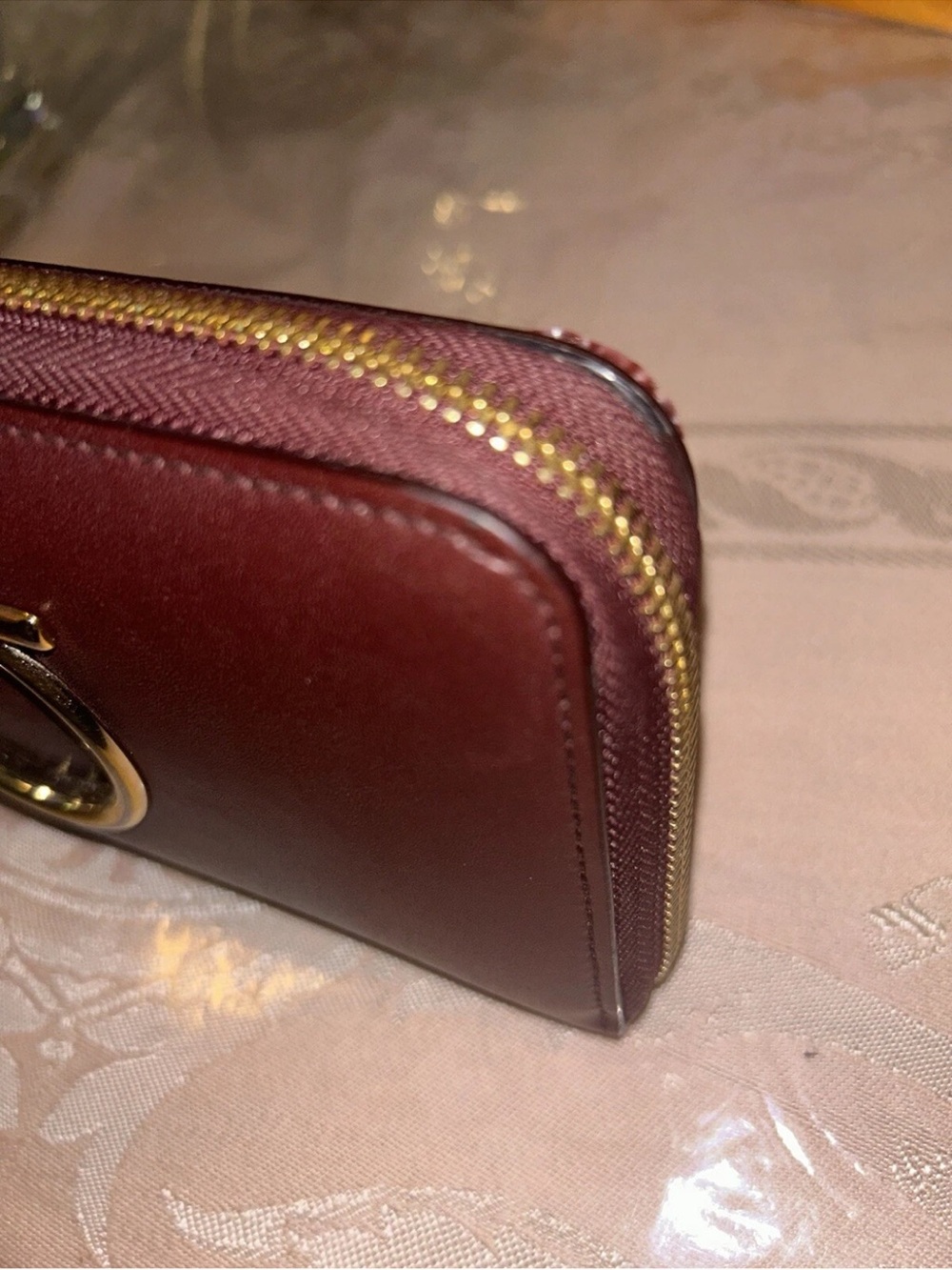 Salvatore Ferragamo Gancini Zip Around Continental Wallet Wine Burgundy - Picture 7 of 13
